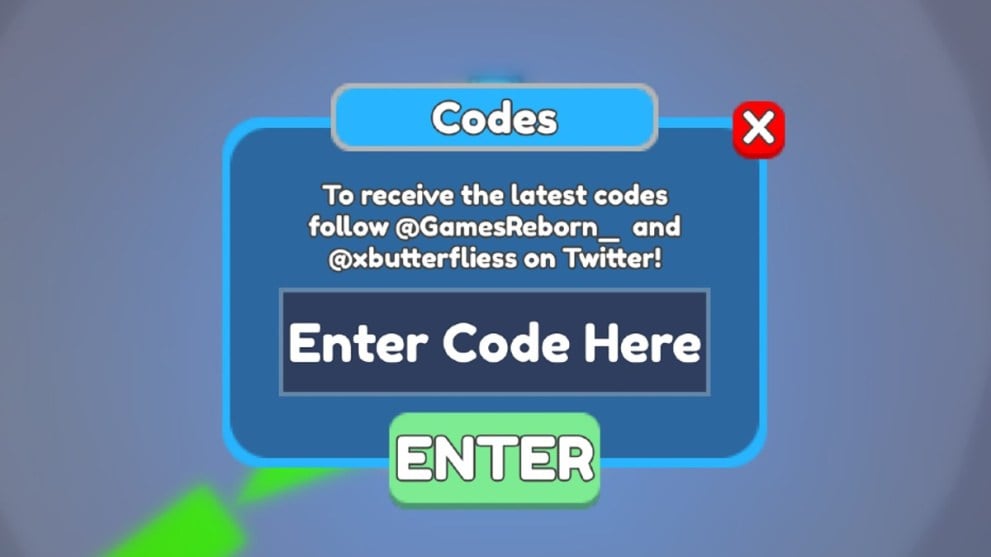 The code redemption screen in Super Power Fighting Simulator.