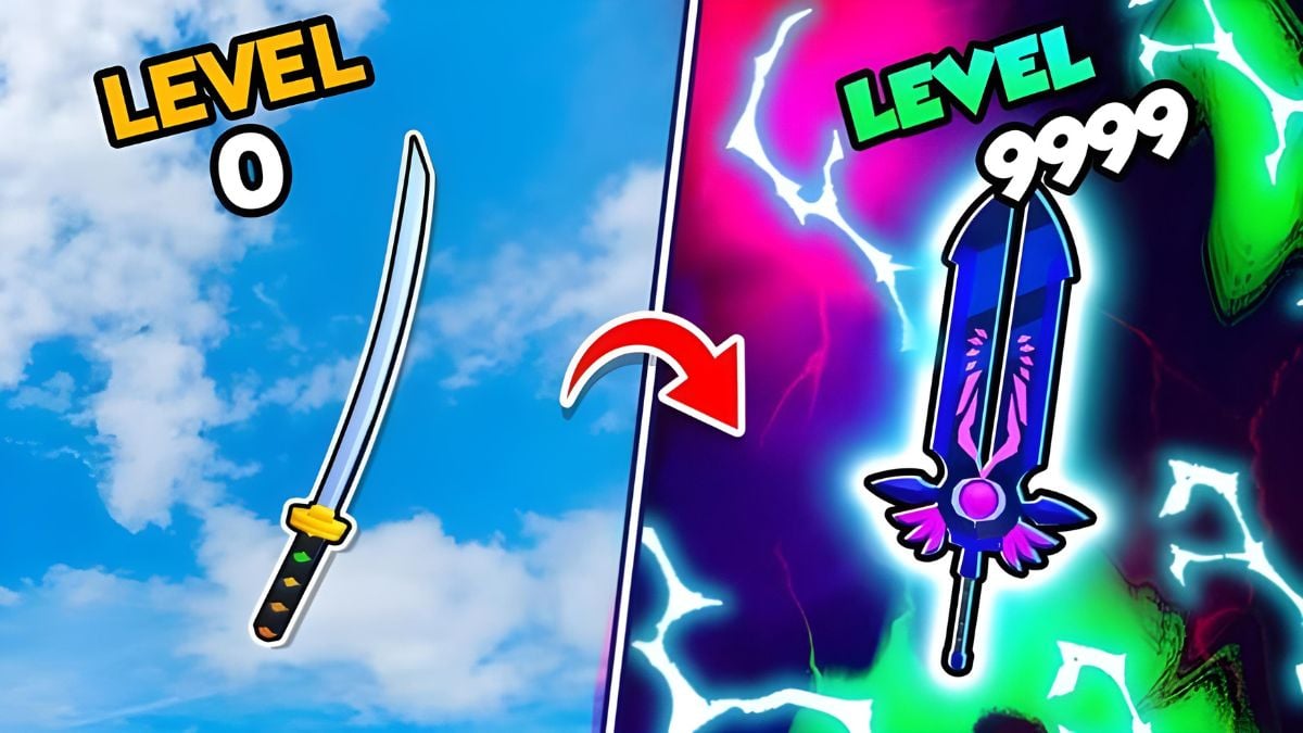 Two swords from Sword Legends Roblox experience