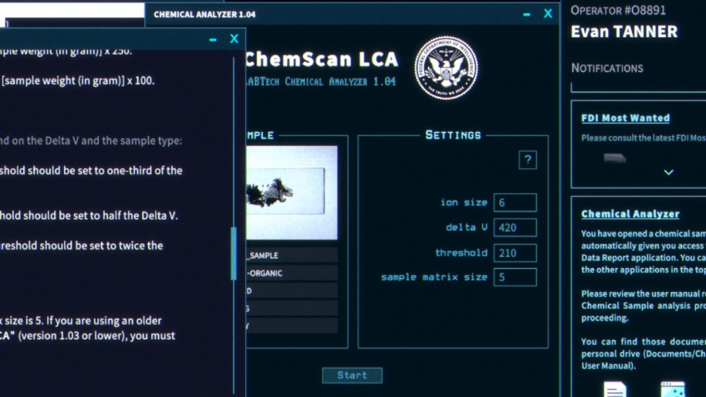 The operator chemical analyzer values