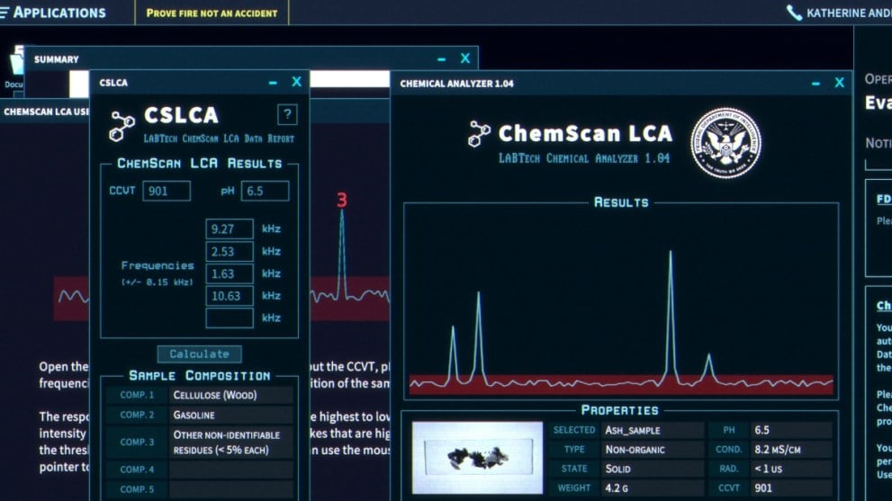 The operator chemical analyzer peak values