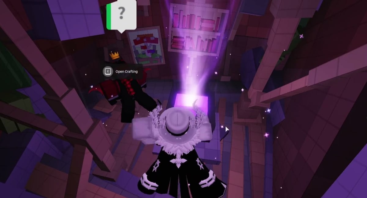 Tycoon RNG gameplay with player in white hat looking at purple light