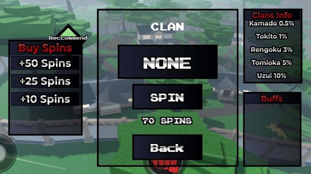 The clan roll screen in Weak Legacy 2.