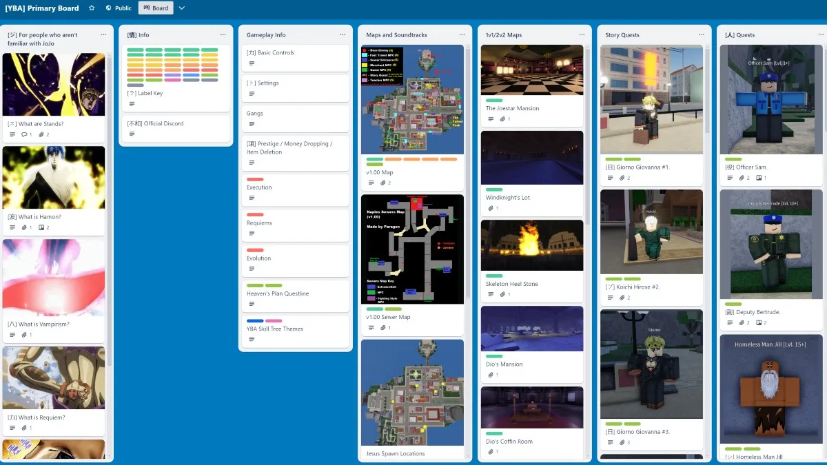 YBA (Your Bizarre Adventure) Trello Link (July 2024) - Twinfinite