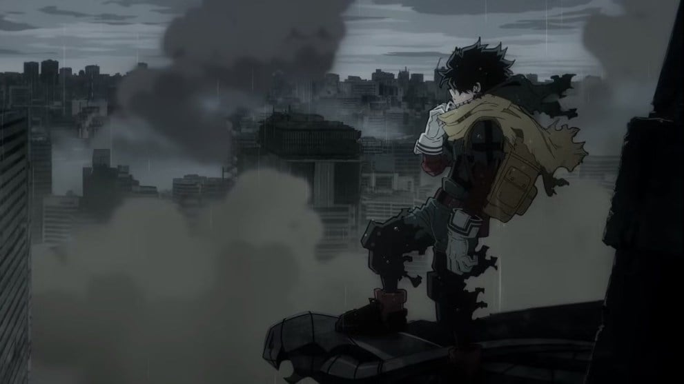 Deku Posing on Balcony During My Hero Academia Dark Hero Arc