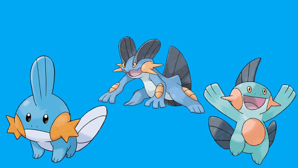 Mudkip Marshtomp and Swampert