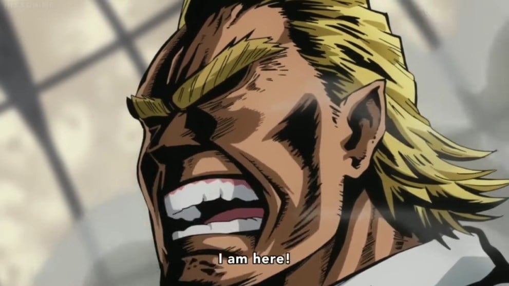 All Might Saying I Am Here While Angry in My Hero Academia USJ Arc