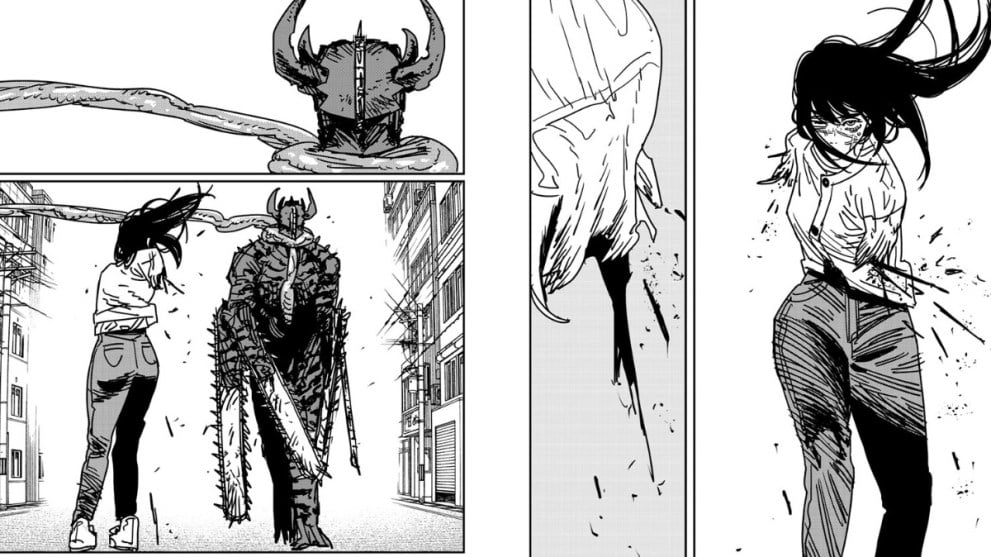 Asa Facing Down Chainsaw Devil With One Arm in Chainsaw Man 175