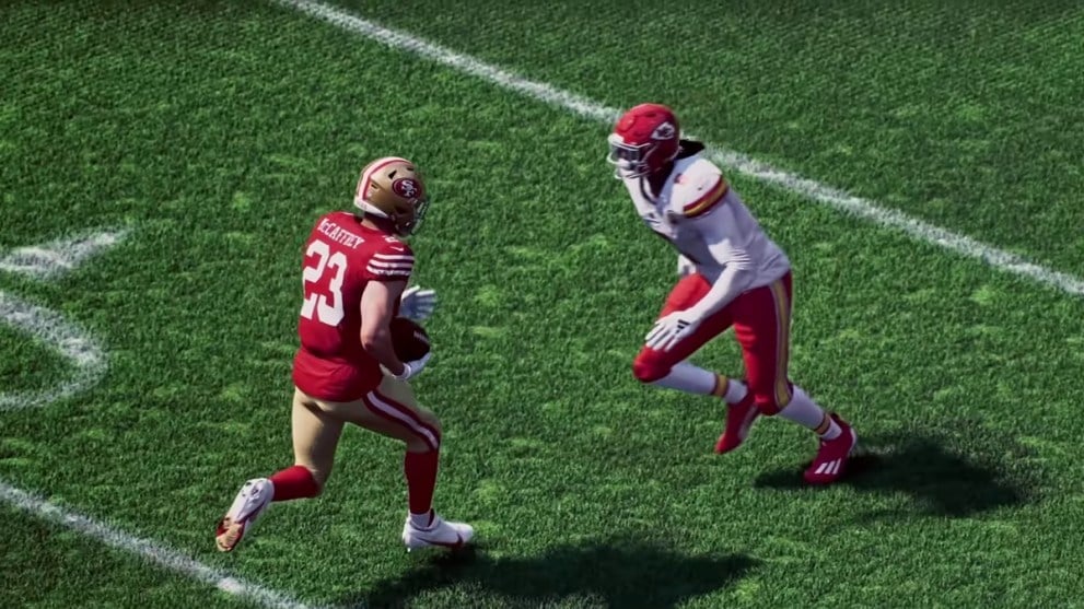 A player about to be tackled in Madden 25.