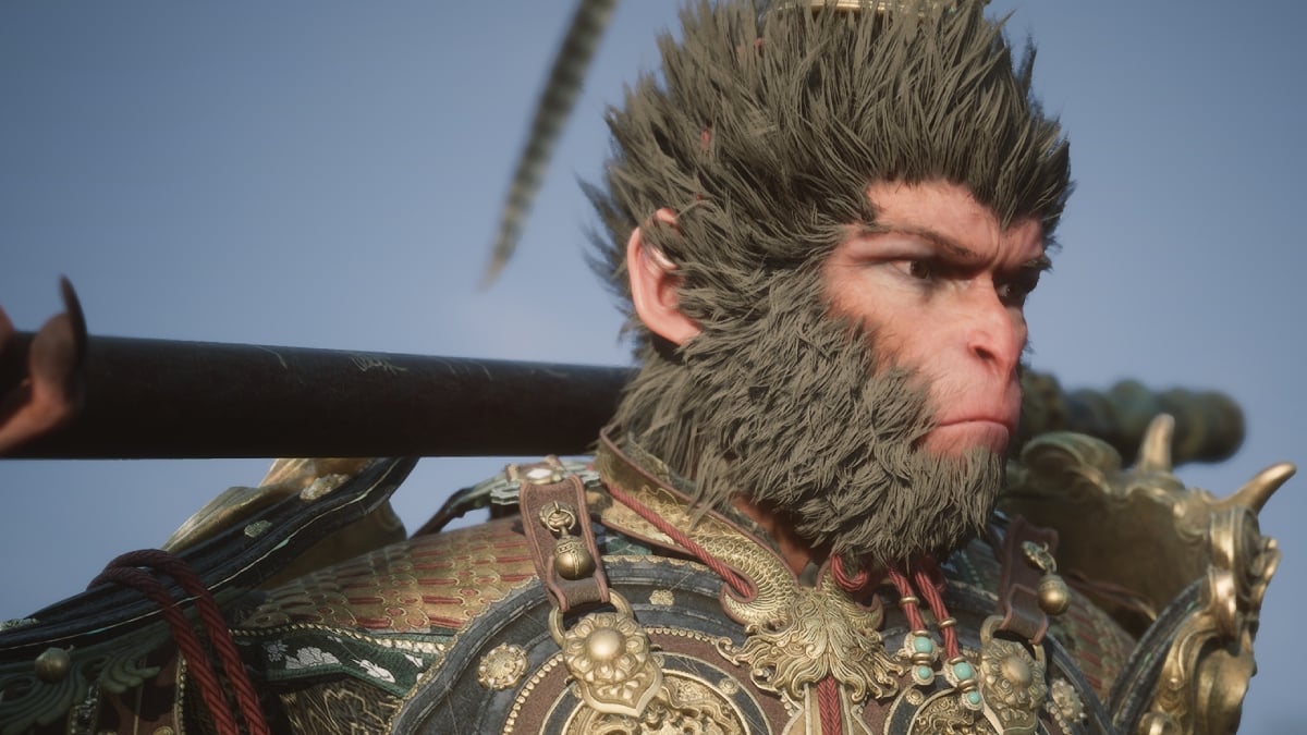 Black Myth Wukong all quests with close up of Sun Wukong holding staff behind head