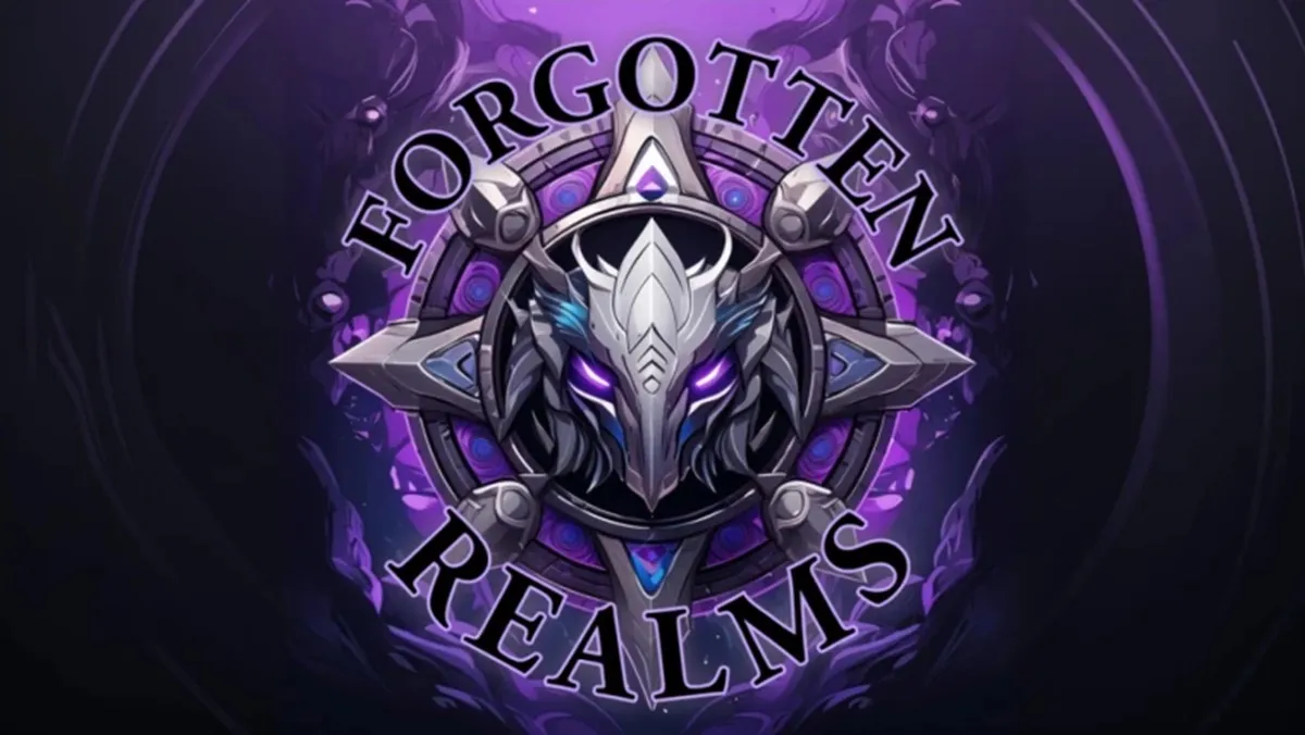 Forgotten Realms codes - the Forgotten Realms logo with the head of a dragon in purple