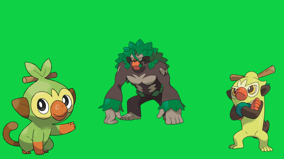 Grookey Thwackey and Rillaboom