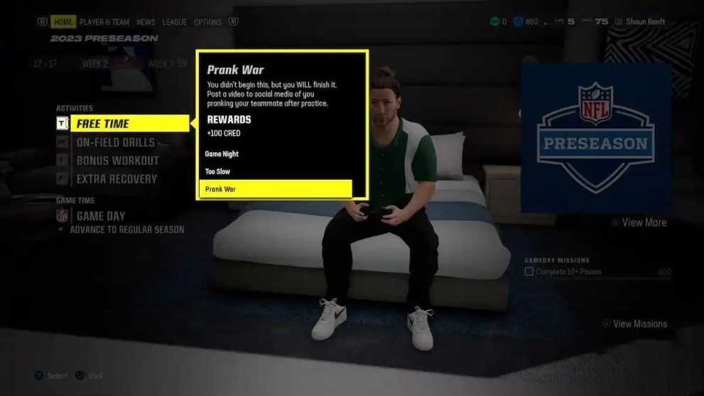 Performing a Prank War in Madden 25.