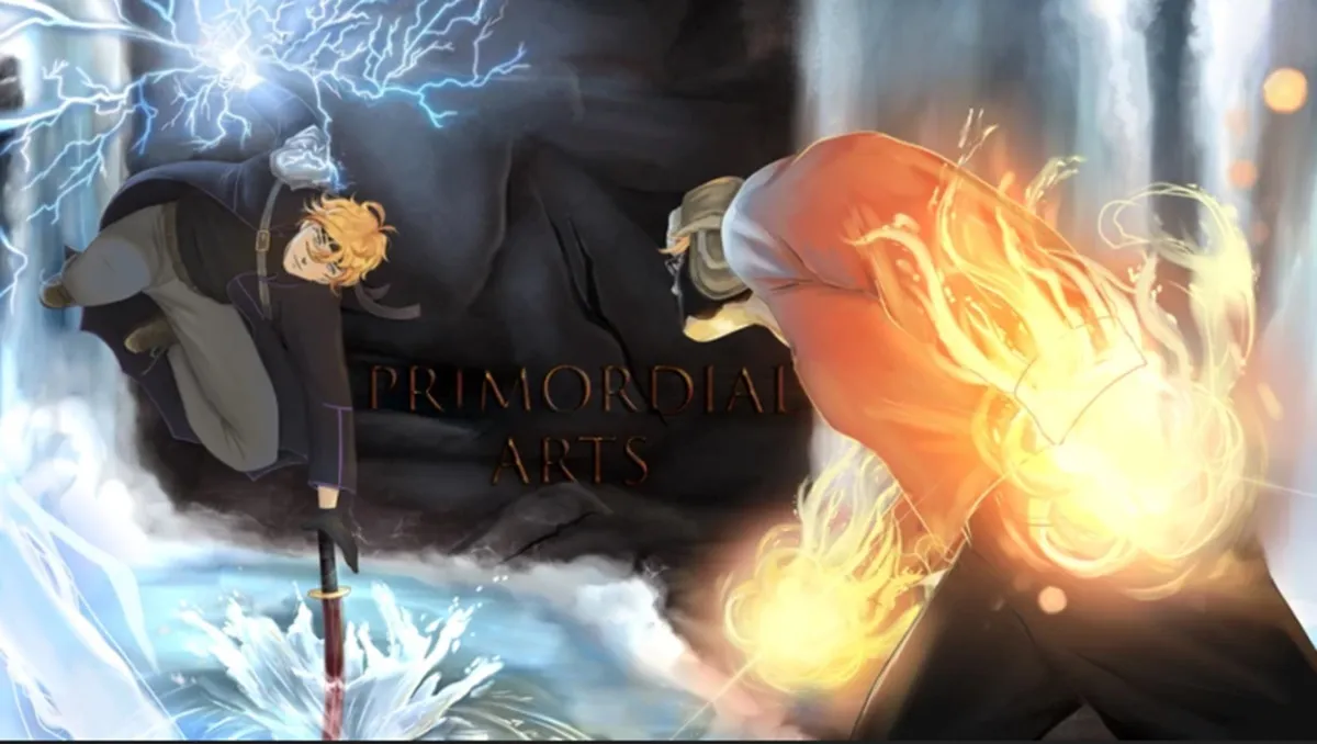 Primordial Arts Trello link - Two characters fighting with fire powers