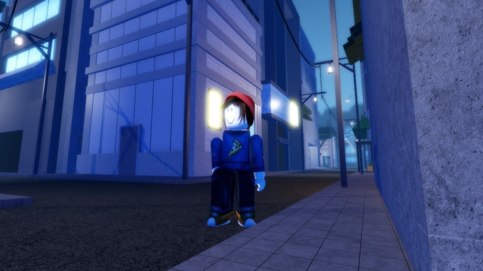 A Roblox character standing around in Sakura Stand