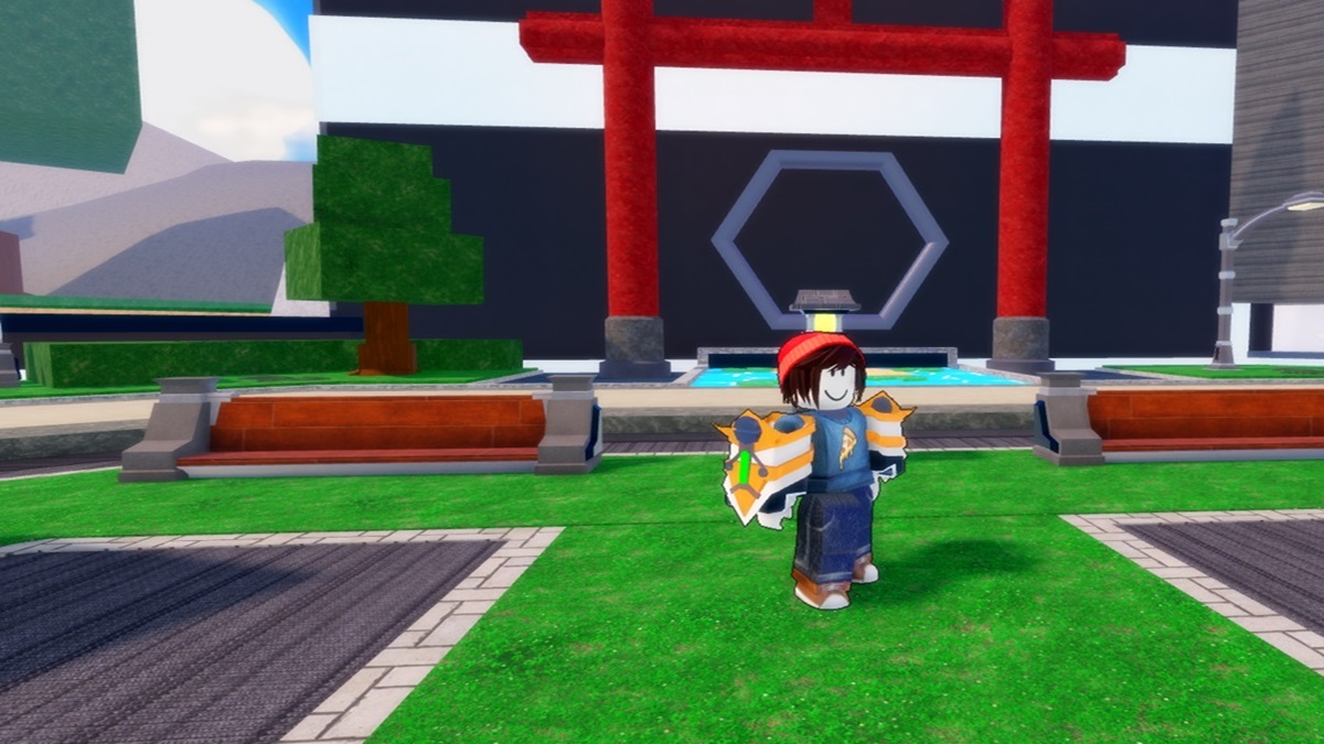 Shonen Smash Codes - Roblox character in front of Japanese gate