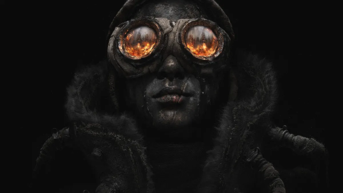 Frostpunk 2 Key art of Frostlander Watching City Burn