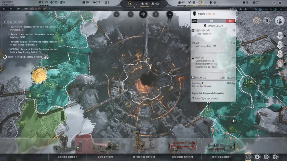 View of Goods Drop Down Information Page in Frostpunk 2