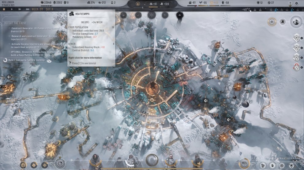 Frostpunk 2 View of Heatstamps Menu Drop Down Display