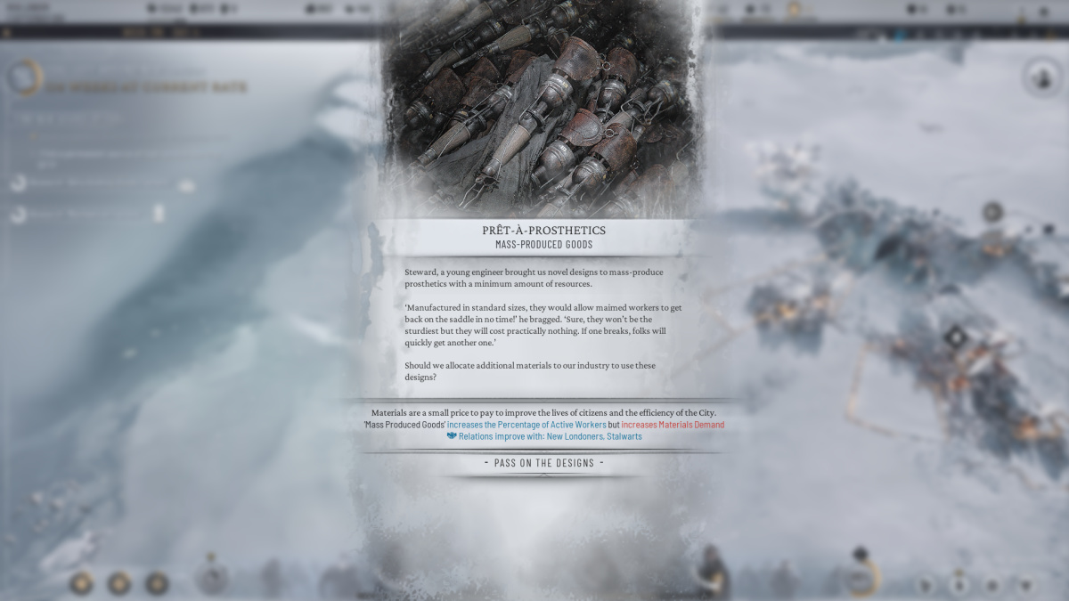 Mass Produce Prosthetics Choice in Frostpunk 2