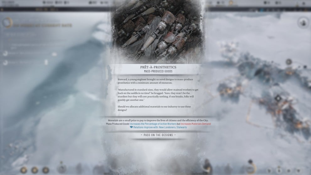 Mass Produce Prosthetics Choice in Frostpunk 2