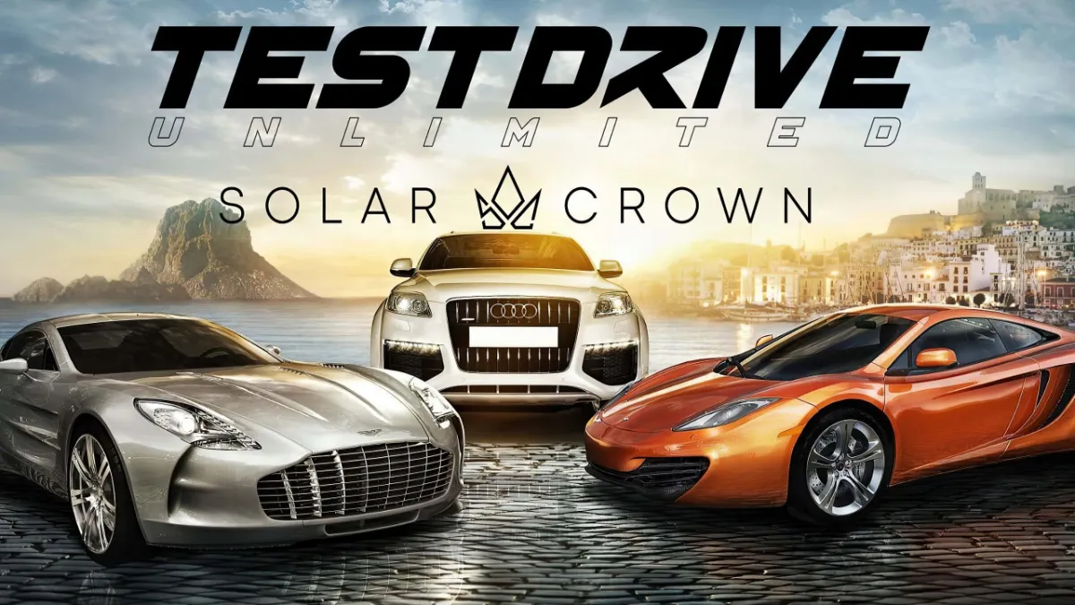 Key Art of Three Cars Parked Together in Test Drive Unlimited Solar Crown