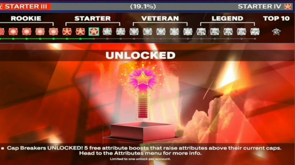 Unlocking the first five cap breakers by reaching Starter III in NBA 2K25