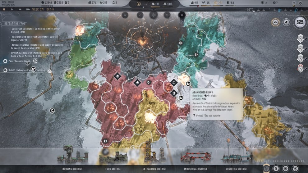 View of Different Structures You Can Tear Down for Heatstamps in Frostpunk 2