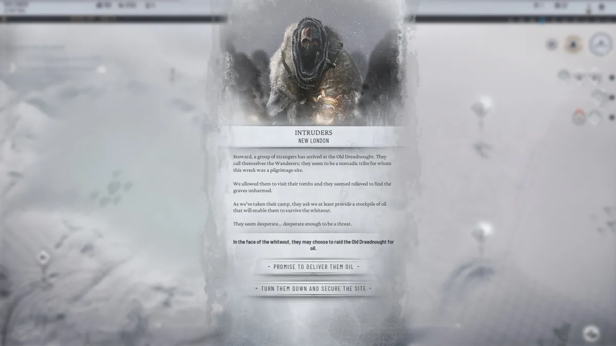 View of Different Wanderer Scenarios You Can Choose From in Frostpunk 2