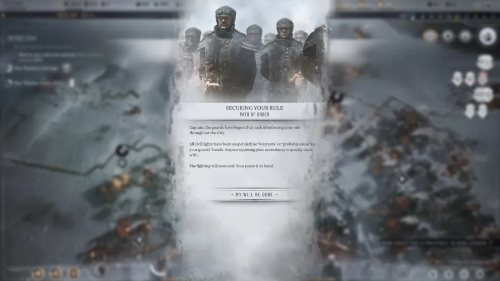 Guards Helping Steward Do a Coup in Frostpunk 2