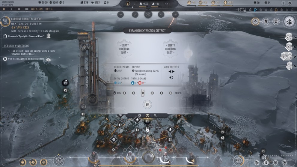 View of Output Slider in Frostpunk 2