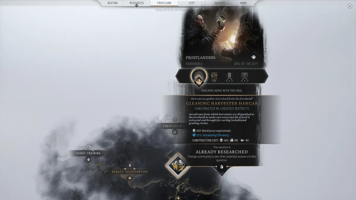 View of Research Topic in Frostpunk 2