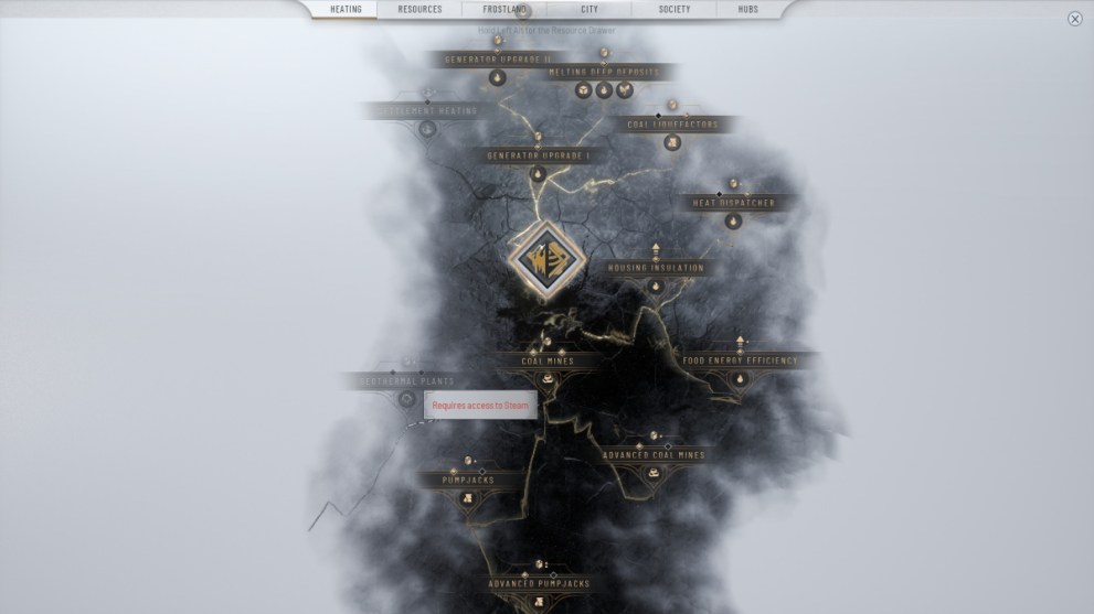 View of Steam Research path in Frostpunk 2