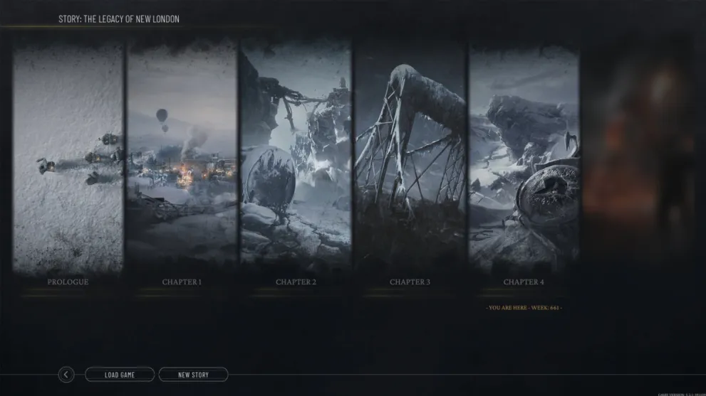 View of Story Chapters Screen in Frostpunk 2