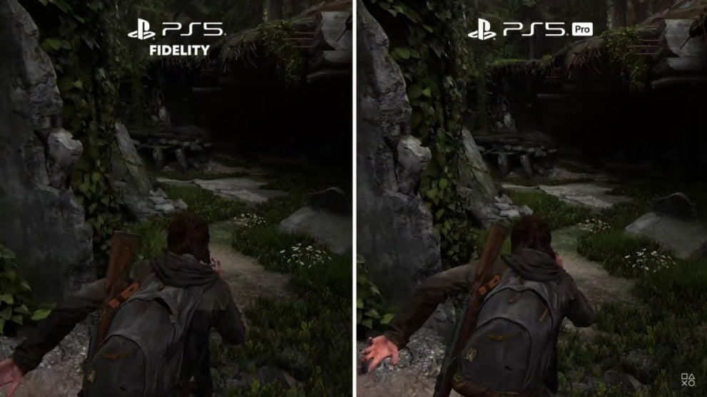 Side by Side comparison of The Last of Us Part II on PS5 and PS5 Pro