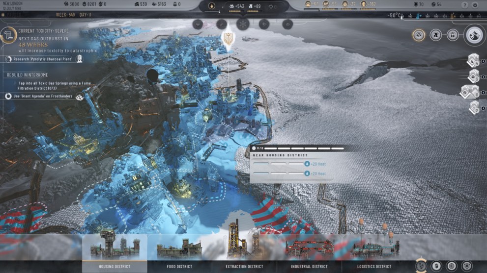 View of Positive Building Effects on Map in Frostpunk 2