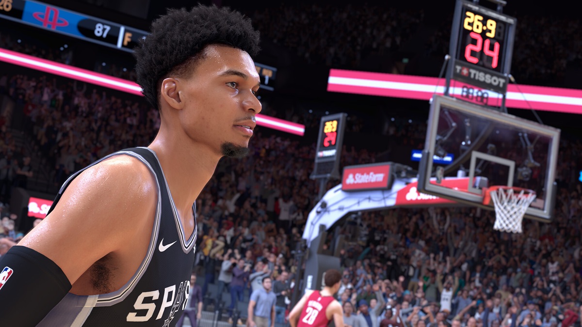 All Locker Codes in NBA 2k25 - a player on the field with an audience behind