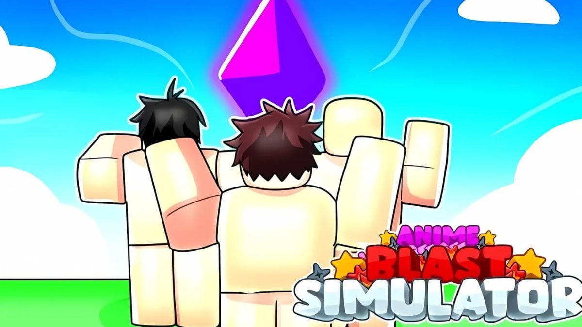 Players gathered around a crystal in Anime Blast Simulator Roblox experience