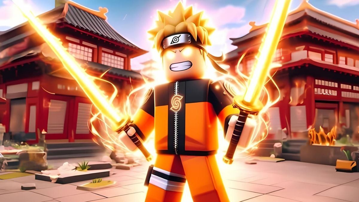 Naruto wielding swords in Anime Slashing Simulator Roblox experience