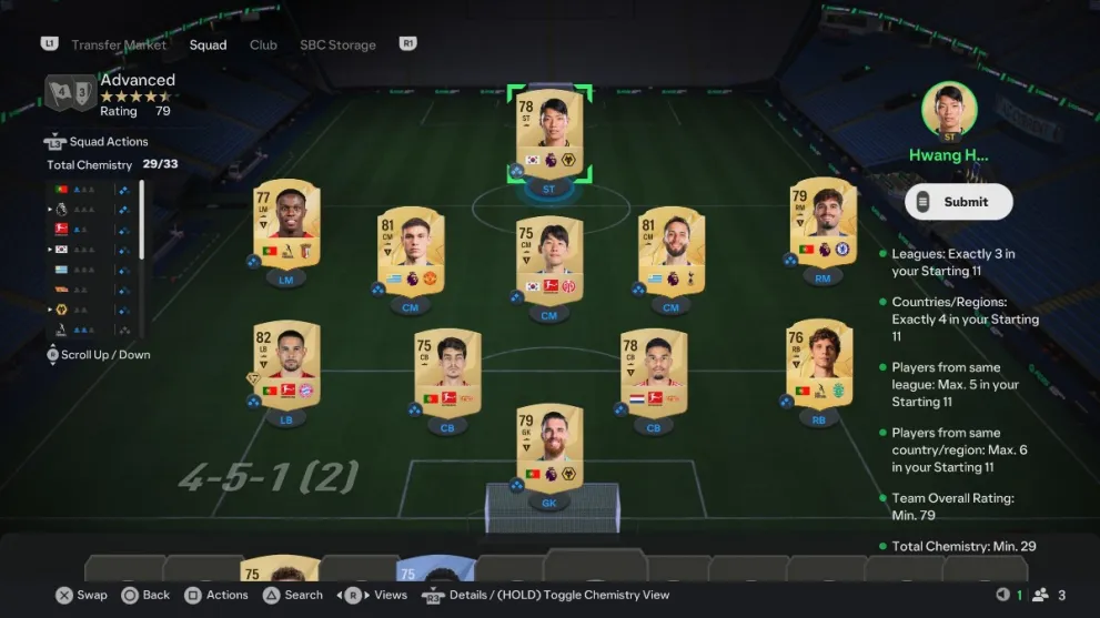 Completing the Advanced SBC in EA FC 25.