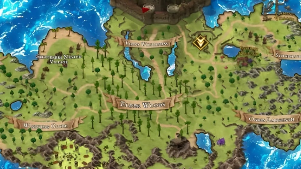 Devas of Creation Map with locations of elder woods and POIs