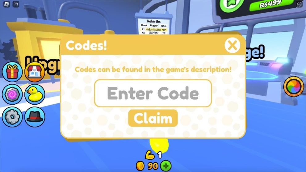 The code redemption screen in Duck Army.