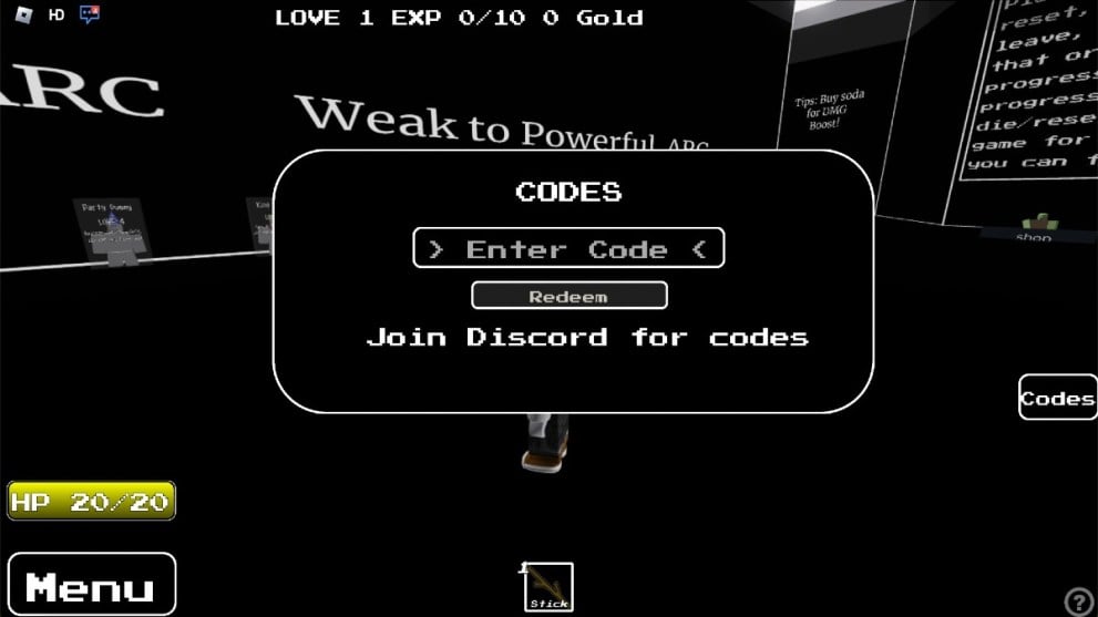 The code redemption screen in Dummy UTMM.