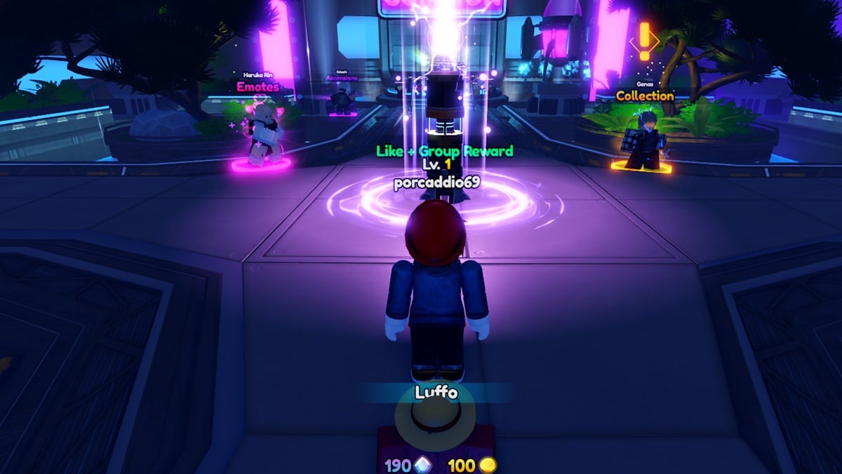 Roblox character in front of a portal