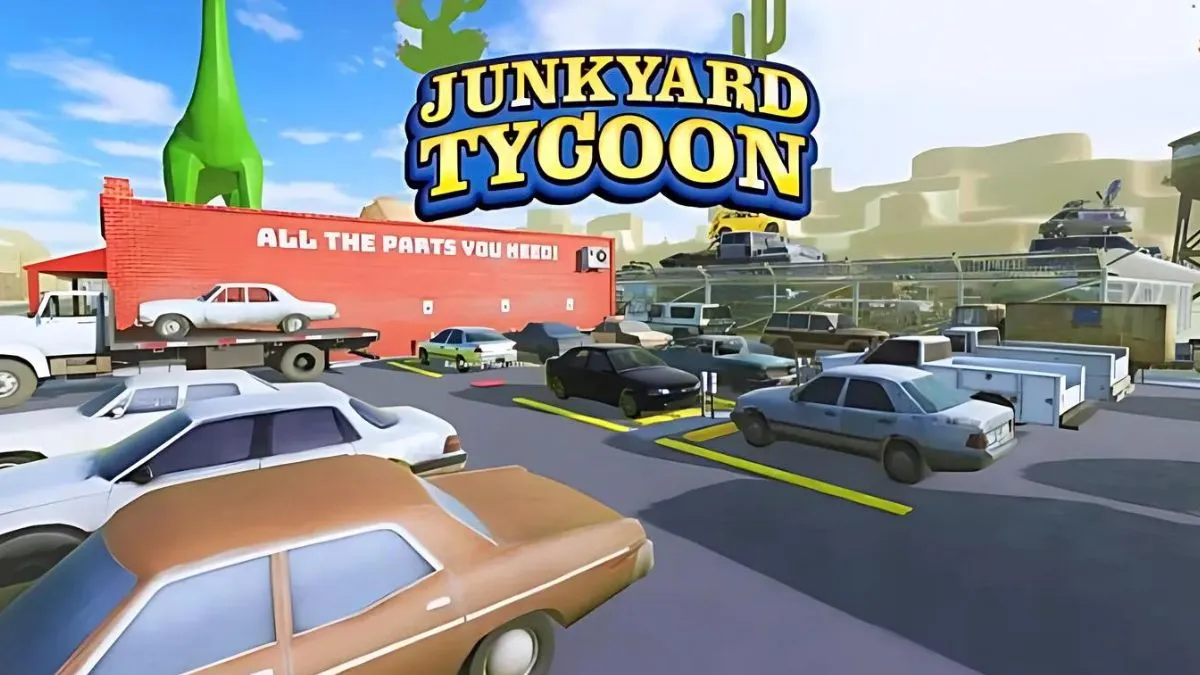 Cars parked in Junkyard Tycoon Roblox exeprience