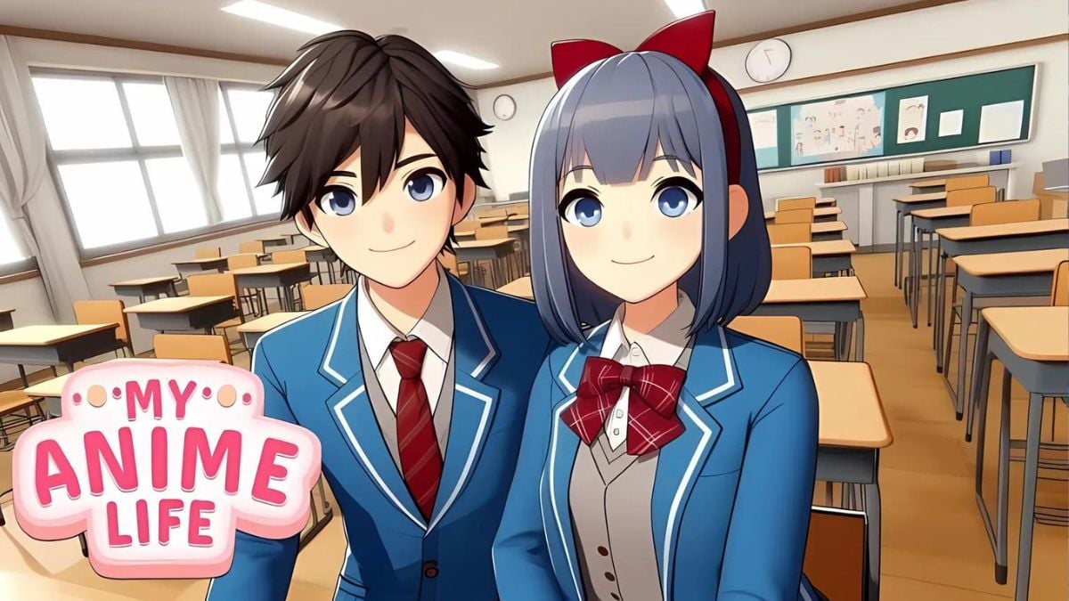 Two players in a classroom in My Anime Life Roblox experience