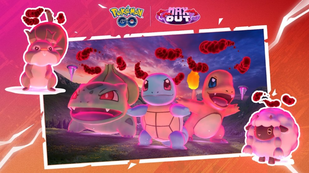 Pokemon GO Max Battles which you need Max Particles for, including Dynamax Bulbasaur, Charmander, and Squirtle