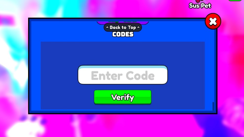 The code redemption screen in Power Punch Simulator.