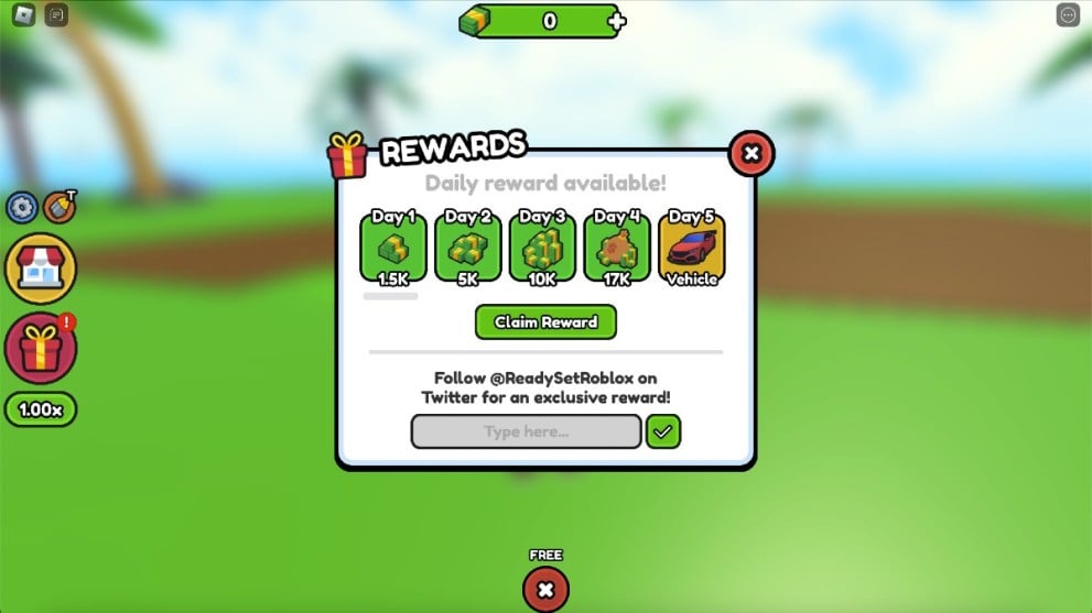 The Rewards menu in Resort Tycoon 2.