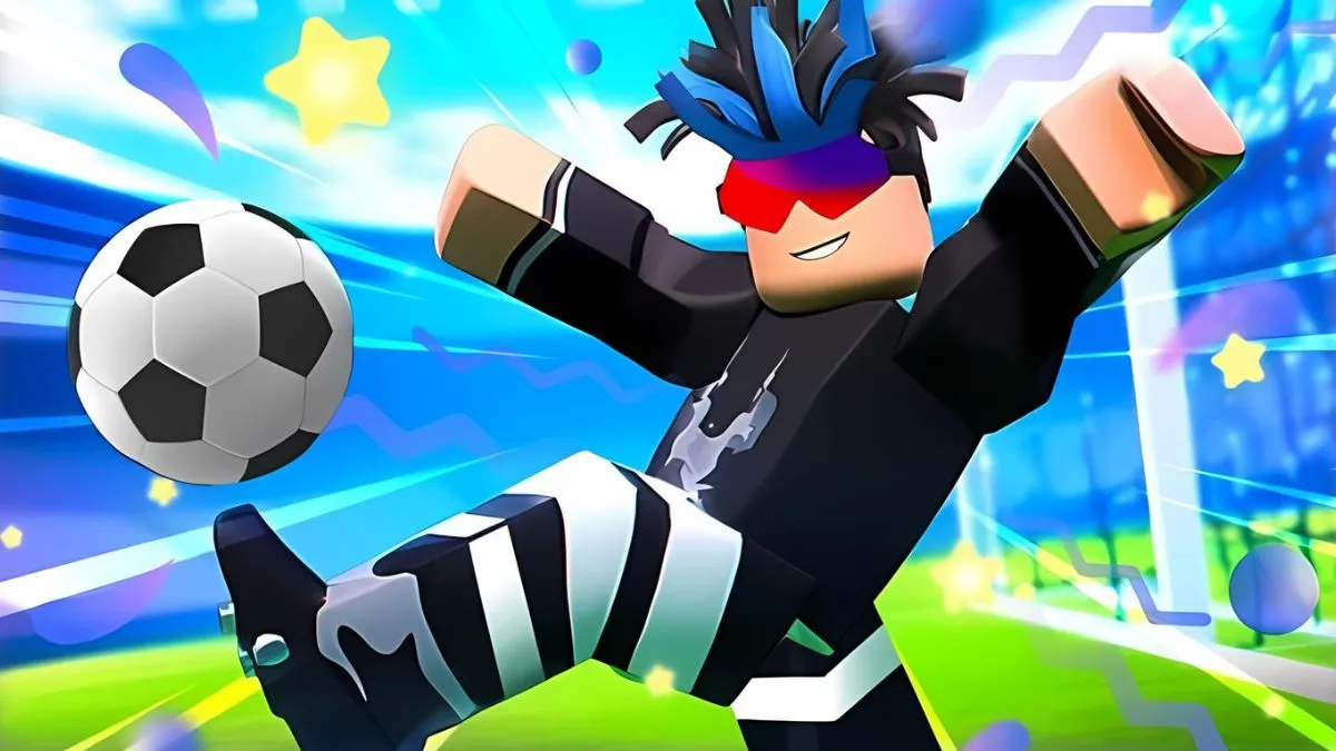 Player kicking a ball in Soccer Goal Simulator Roblox experience