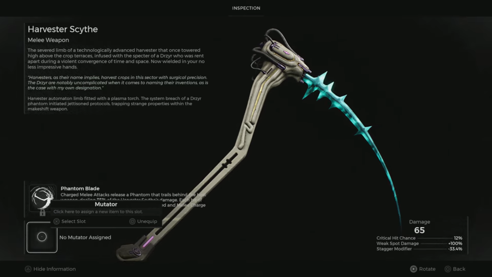 Remnant 2 DLC melee weapon scythe with blue blade